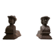 Pair of antique cast iron fire dogs Neo-Renaissance busts France late 19th century