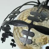 1970s Amber Glass Pendant Light with Iron Frame - 2 Available