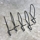 Set of 5 Vintage black wire metal Bookends, Minimalistic design