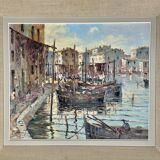 Oil painting on canvas of the port of Martigues.