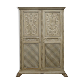 Armoire Jacobean Revival sculptée main, peinte - 1840-1860