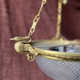 Lustre ancien en bronze dore empire col de cygne