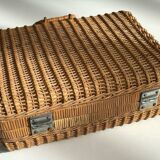 Small vintage rattan suitcase, bohemian spirit, 1960s-70s.