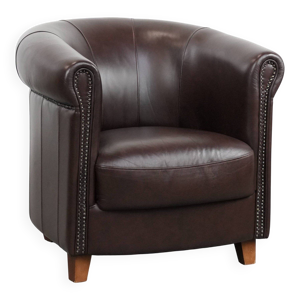 Fauteuil club en cuir - rond