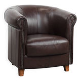 English style round leather club chair in very good condition
