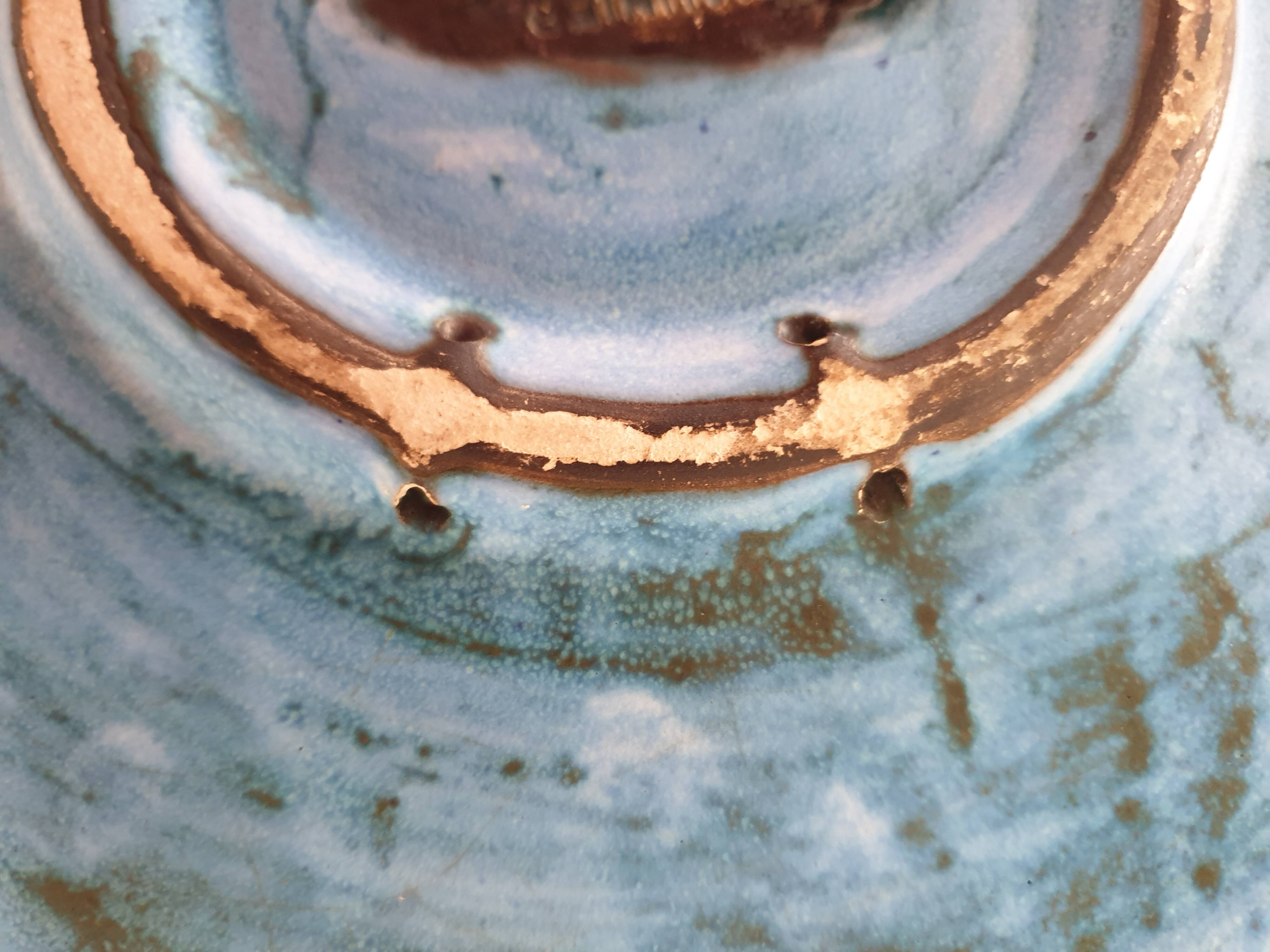 Vintage ceramic plate 60's 70's - Signed A. Maunier (Vallauris) 29cm