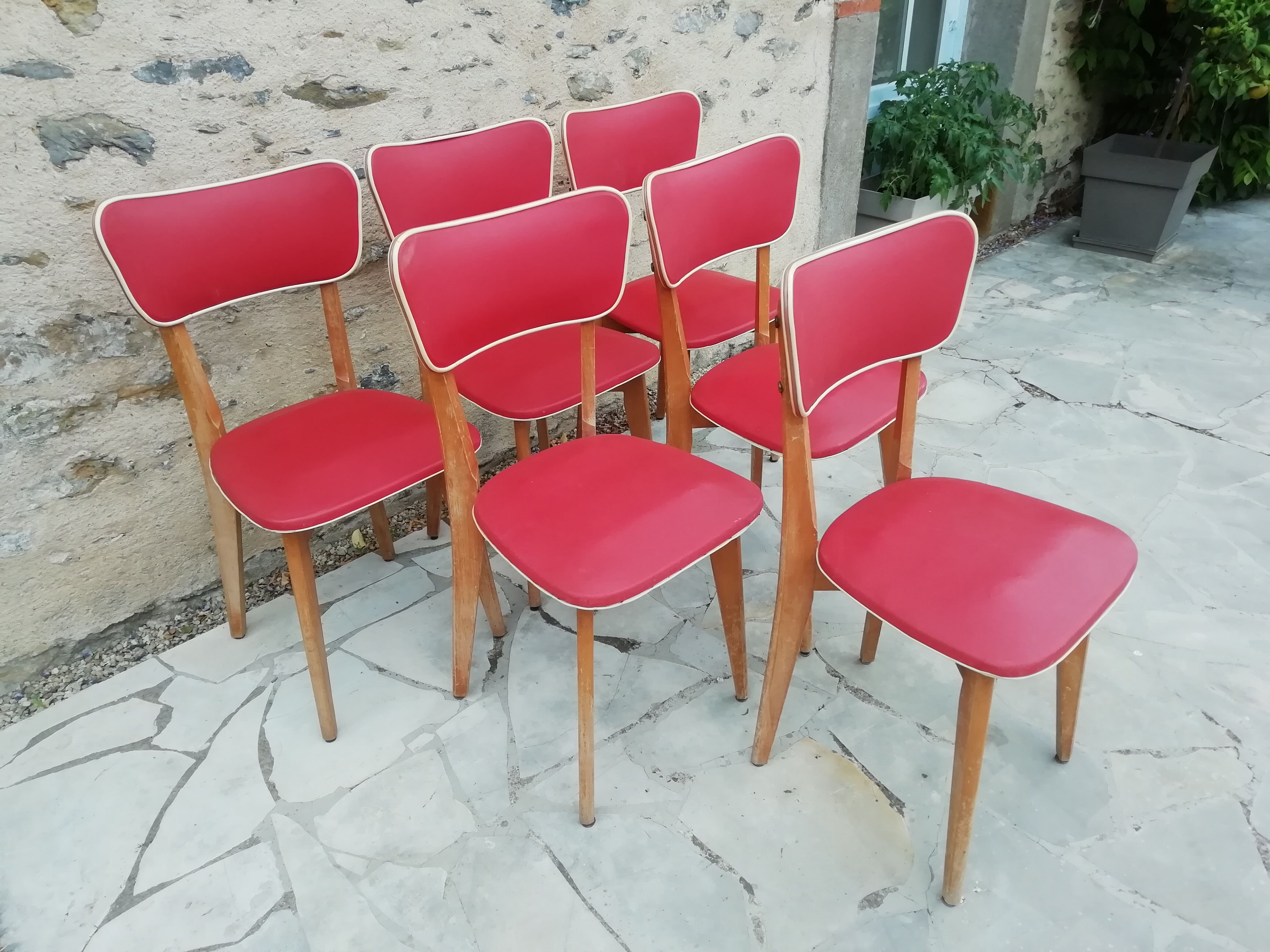 Lot of 6 Scandinavian chairs 50s