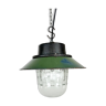 Green Enamel and Cast Iron Industrial Pendant Light, 1960s