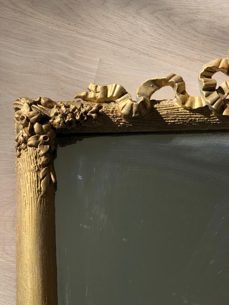 Large old mirror between two gilded pediment louis Philippe ice mercury