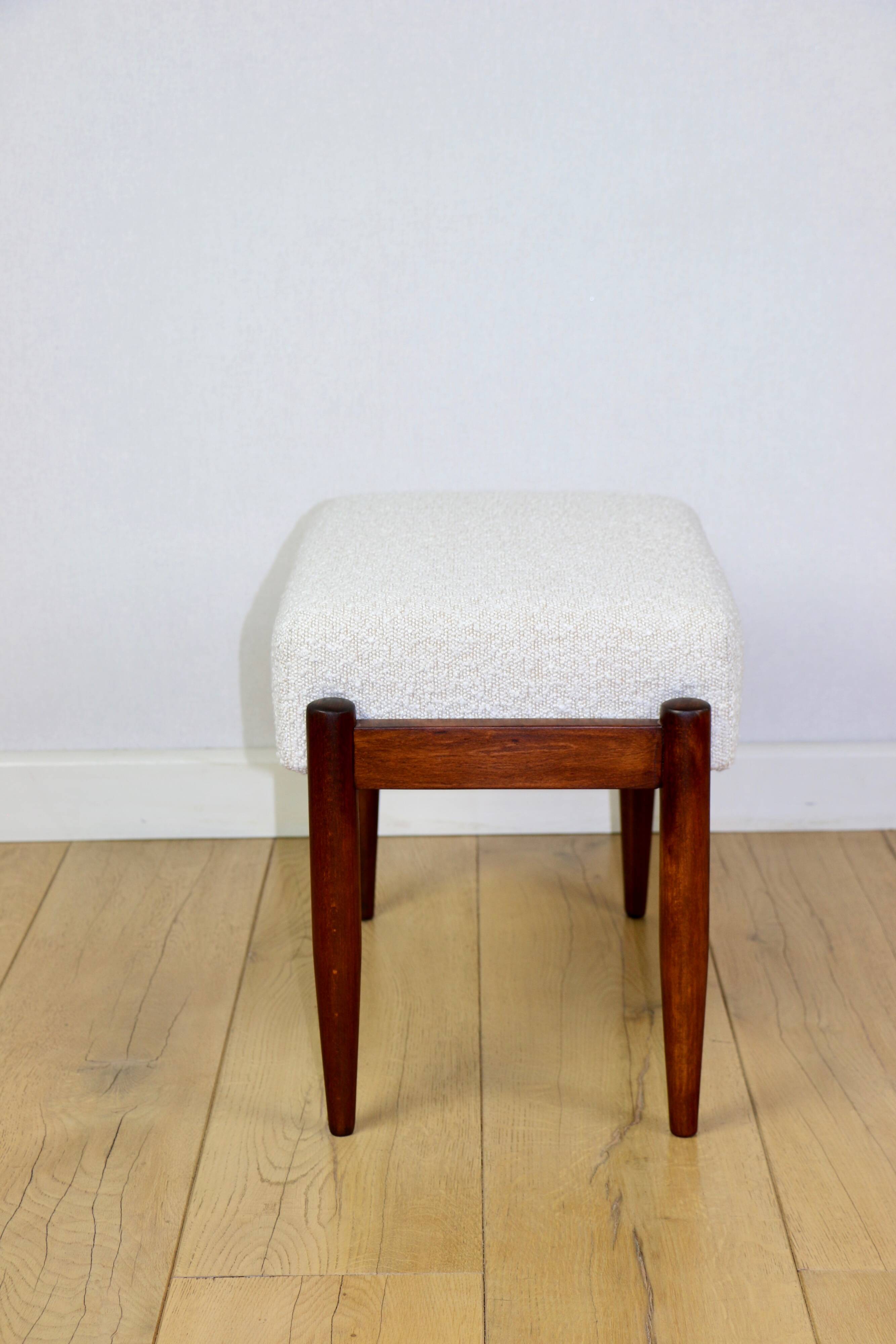 Edmund Homa stool, cream ivory white boucle seat - 2 pieces available