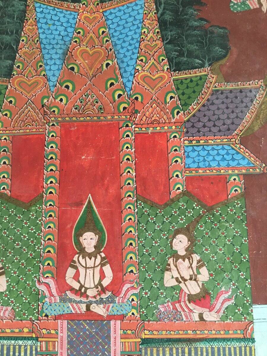 Large Painting on Canvas, Thailand, Rattanakosin School (1851-1910)