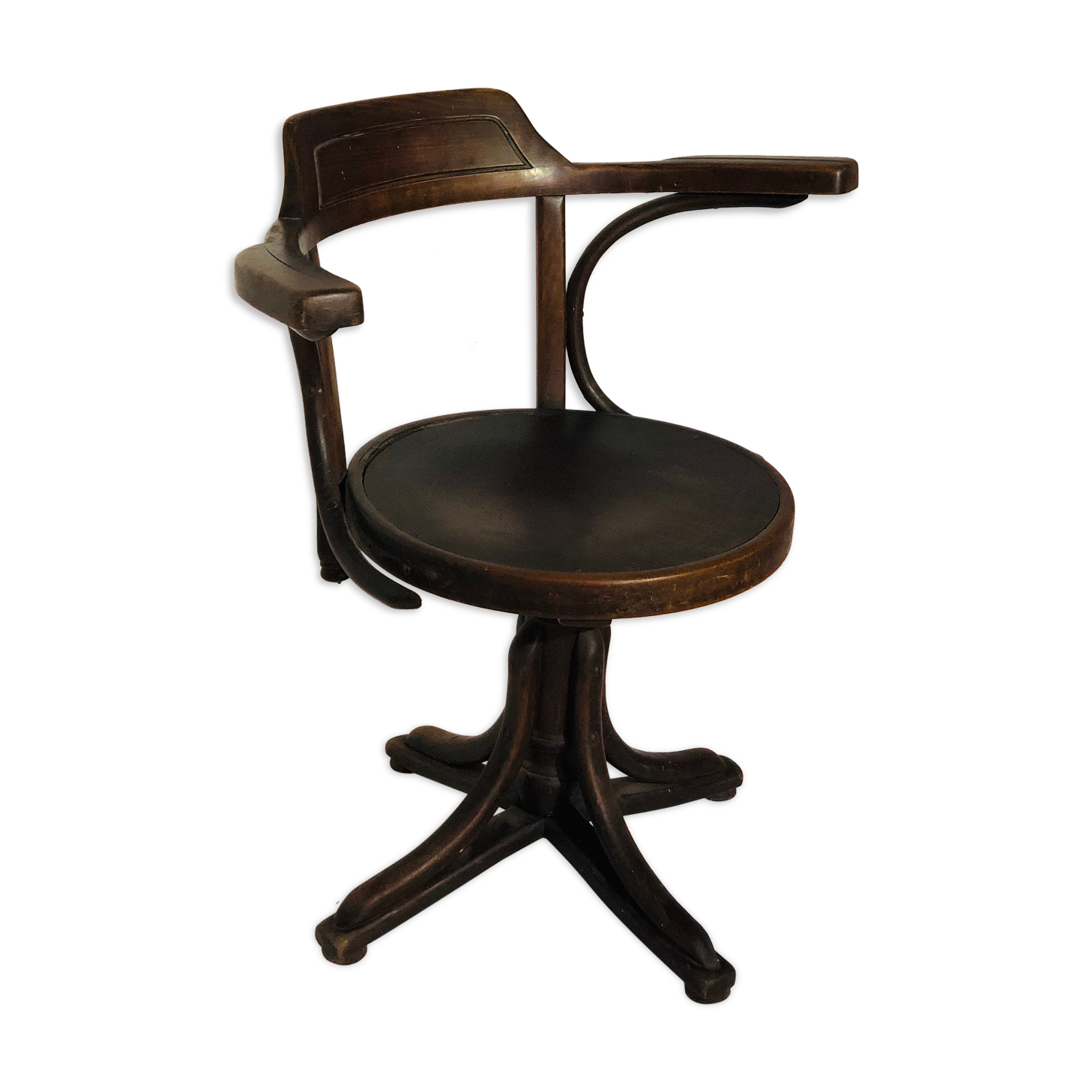 Swivel wooden armchair