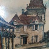 Oil on canvas stephane bulan village of domme dordogne 1979