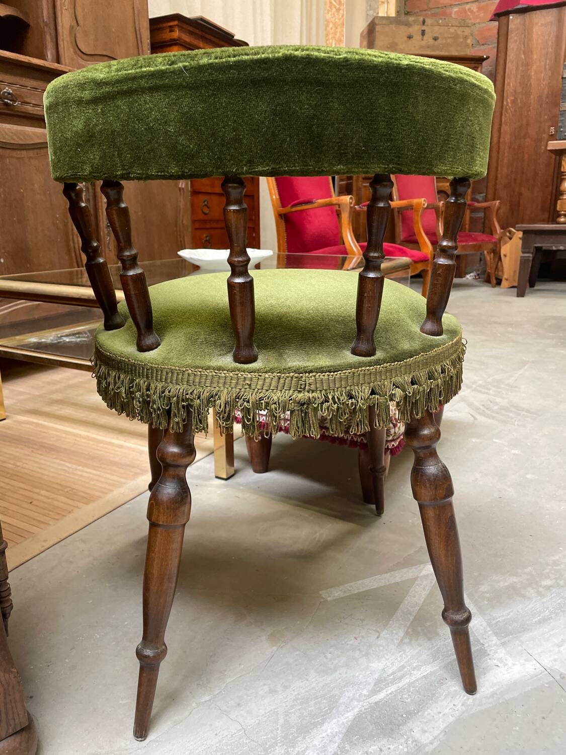 Vintage green velvet chair