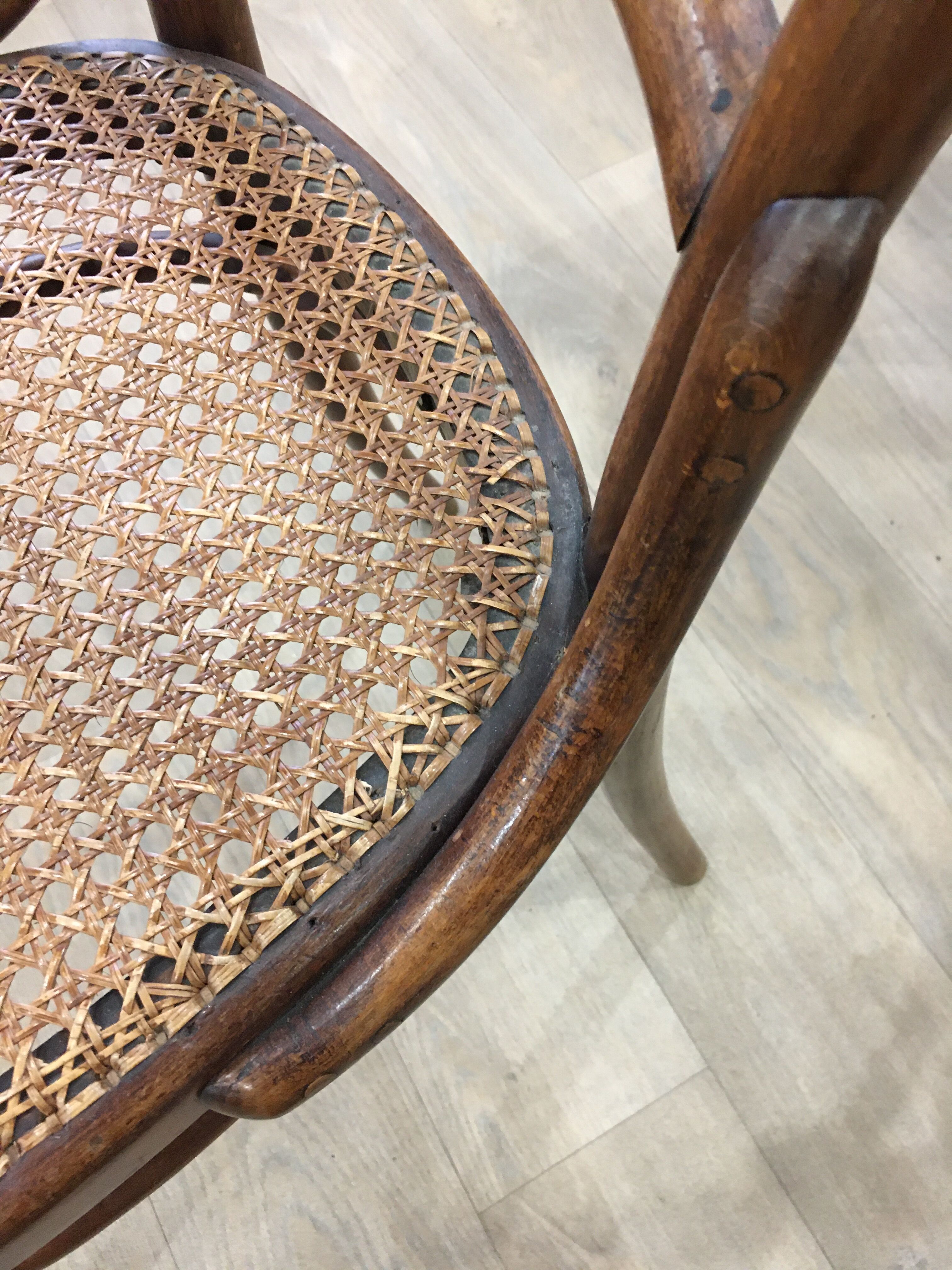 4 old wooden bistro chairs