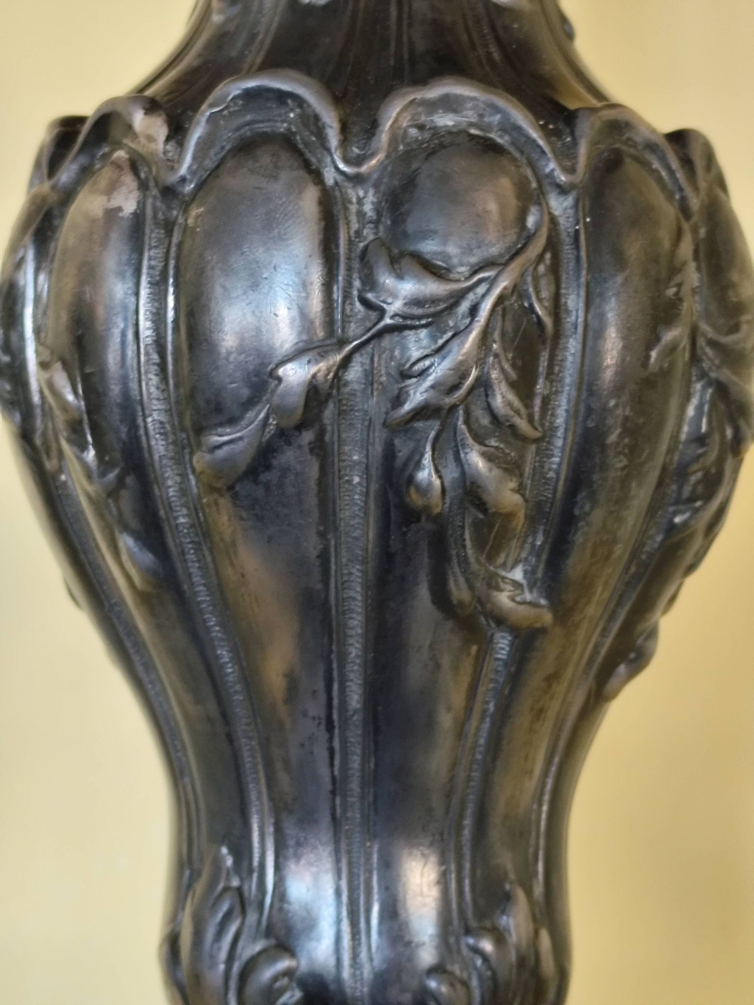 Art Nouveau pewter lamp base - faux candle