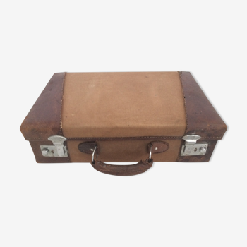 Cloth suitcase and leather vintage