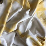 Large yellow and white vintage tablecloth