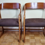 Pair of Baumann armchairs, model "sled", 1960