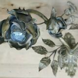 Ancienne applique murale laiton doré feuillages et roses