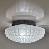 Vintage 1990s flush mount ceiling or wall frosted glass light