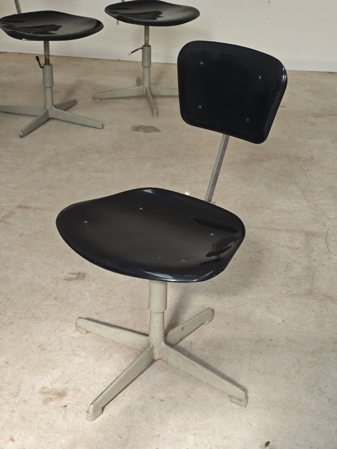 Adjustable industrial chair metal Czechoslovakia 1960