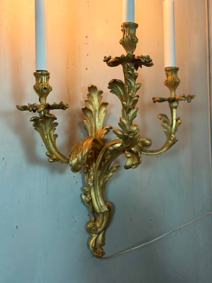 Pair of large wall sconces in Louis XV style circa 1880