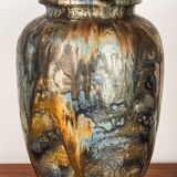 Large Art Deco vase, in glazed and iridescent blue stoneware, by Roger Guérin 1930.