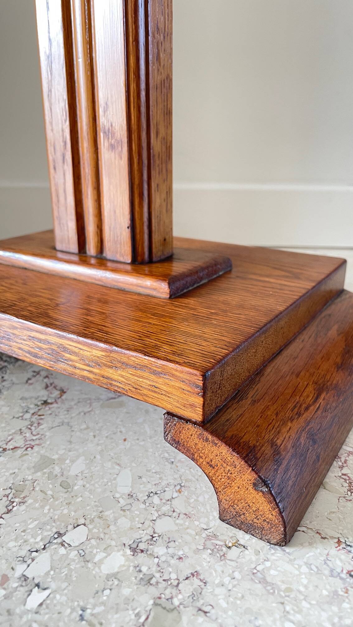 Vintage solid oak saddle plant holder