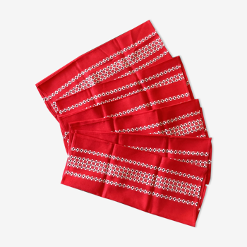 Lot de six serviettes de table en coton /lin vintage