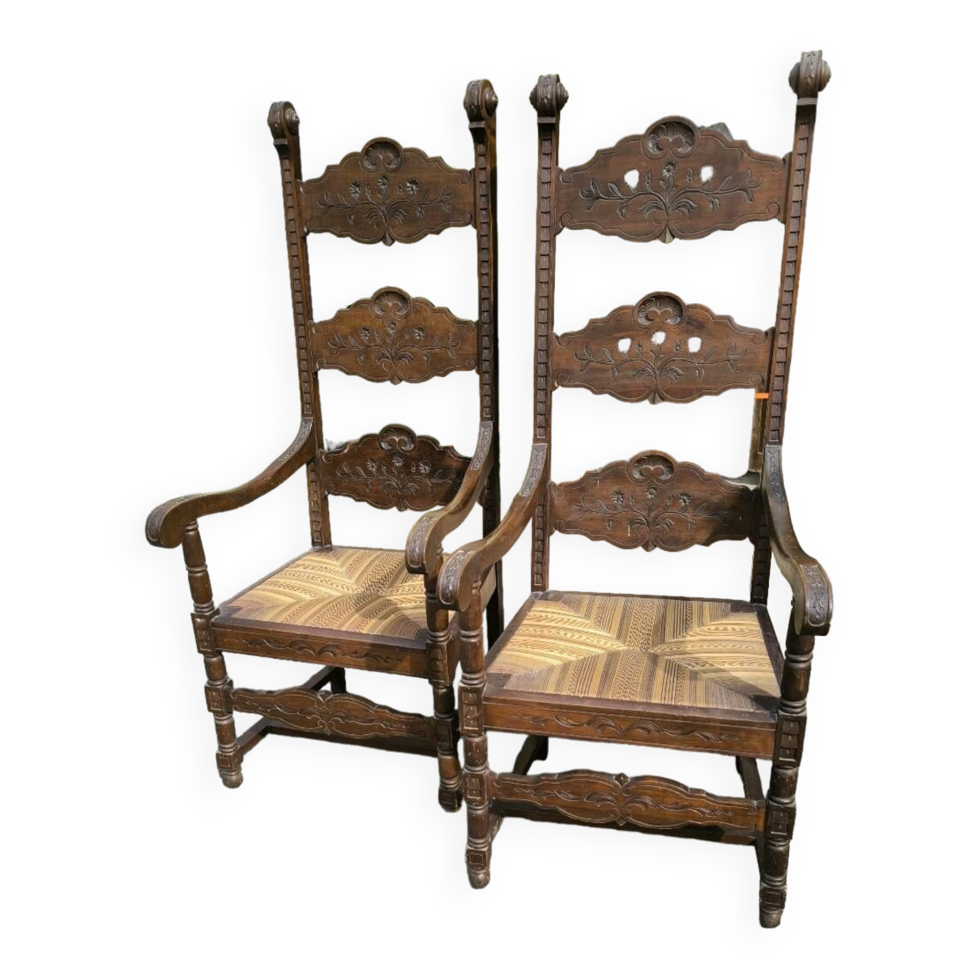 Pair of large, heavy armchairs from the late 19th century