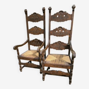 Pair of large and large armchairs from the end of the 19th century