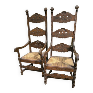 Pair of large, heavy armchairs from the late 19th century