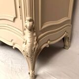 Low rocaille style sideboard in cream lacquered wood, circa 1900
