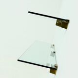 Rare Large Peter Ghyczy Brass and Glass Wall-Mounted Shelving Unit 1970s