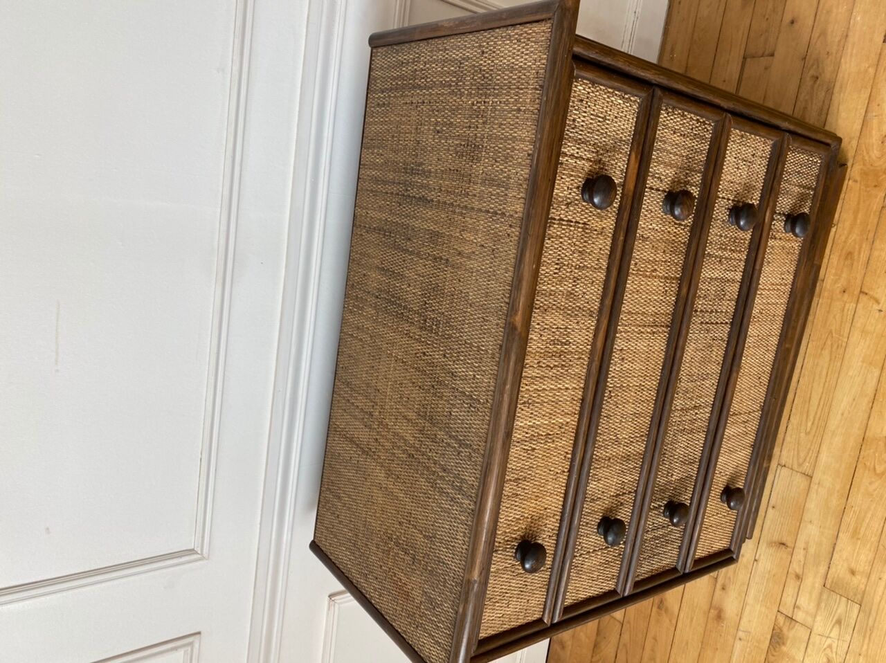 Rattan chest of drawers, Maugrion 1960