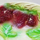 3 old plates in slip decoration strawberries and grapes