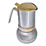 Antique Italian Stella coffee maker – size 2 – stainless steel and gold metal