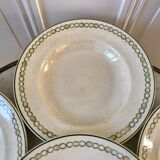 lot of 6 green and orange Longwy Iron Earth hollows from the beginning of the 19th century