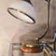 Adjustable brass lamp with wooden base and opaline with strapping 39x33