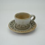 Ceramic coffee set with champlevé décor by Huguette Bessone
