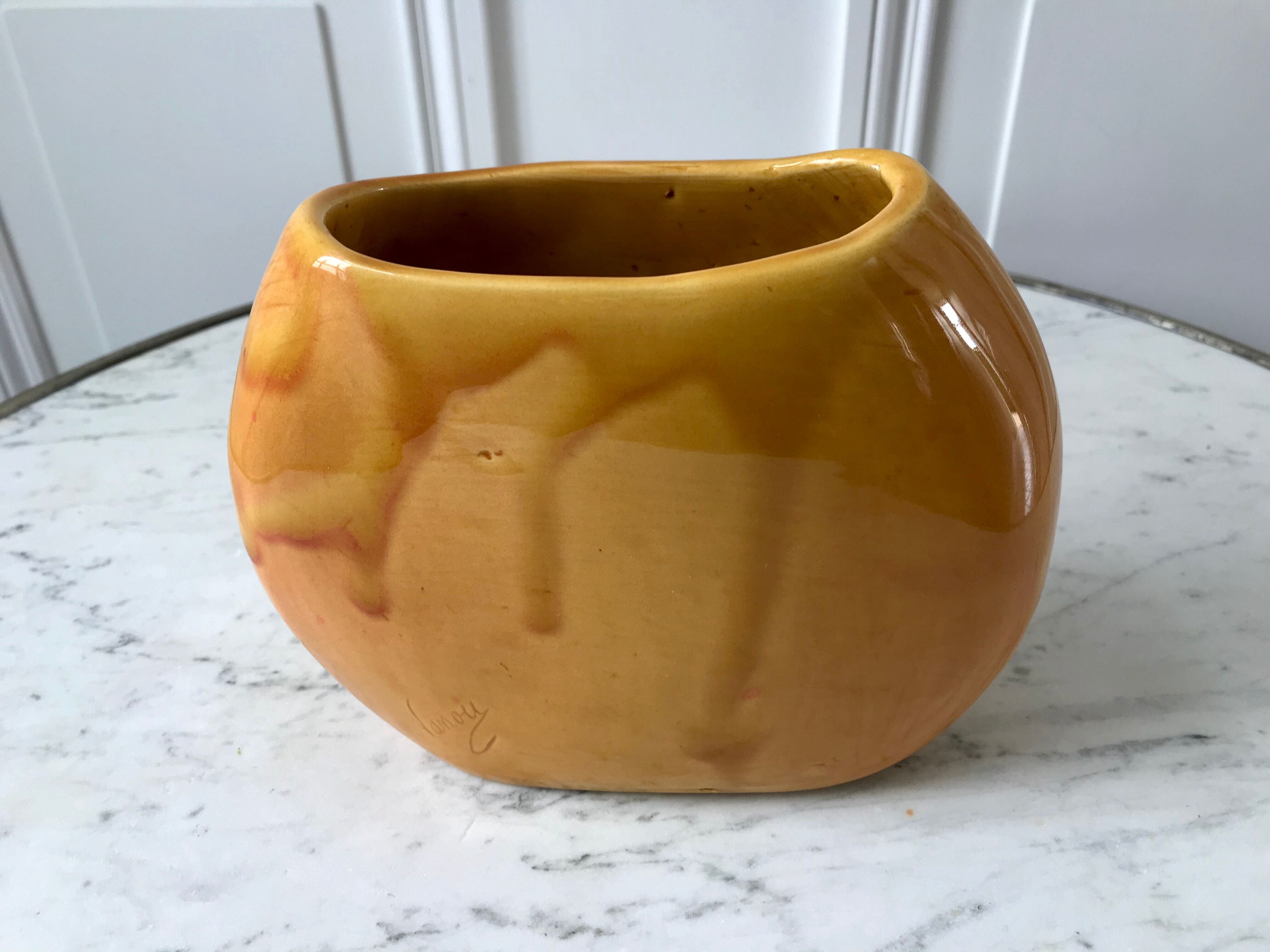 Handmade ceramic vase 70s signed