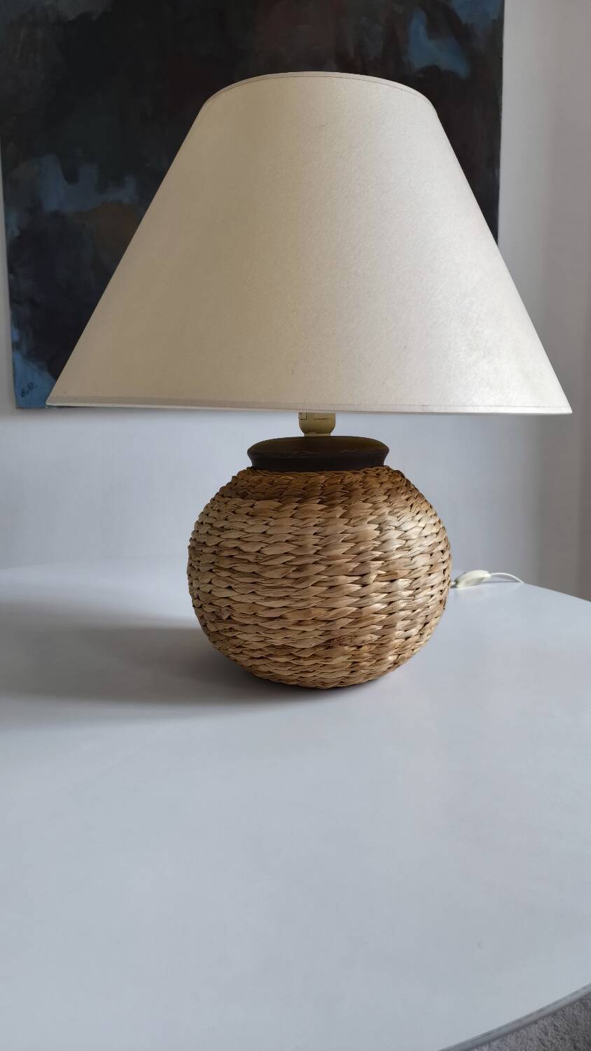 Vintage wicker table lamp