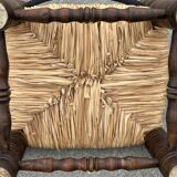 Low chair in oak and straw vintage design 60s