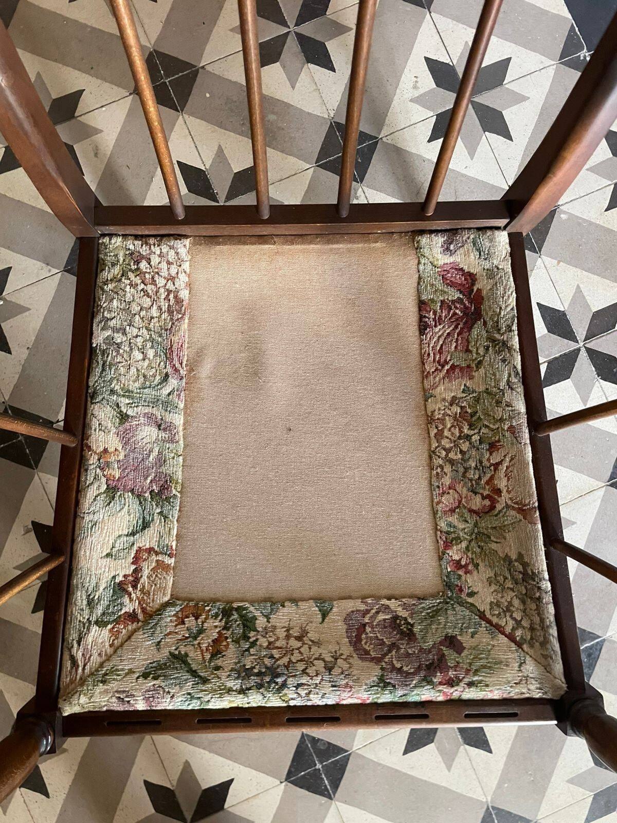 Rare set of vintage armchairs and fan bench