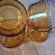 4 amber glass coffee cups