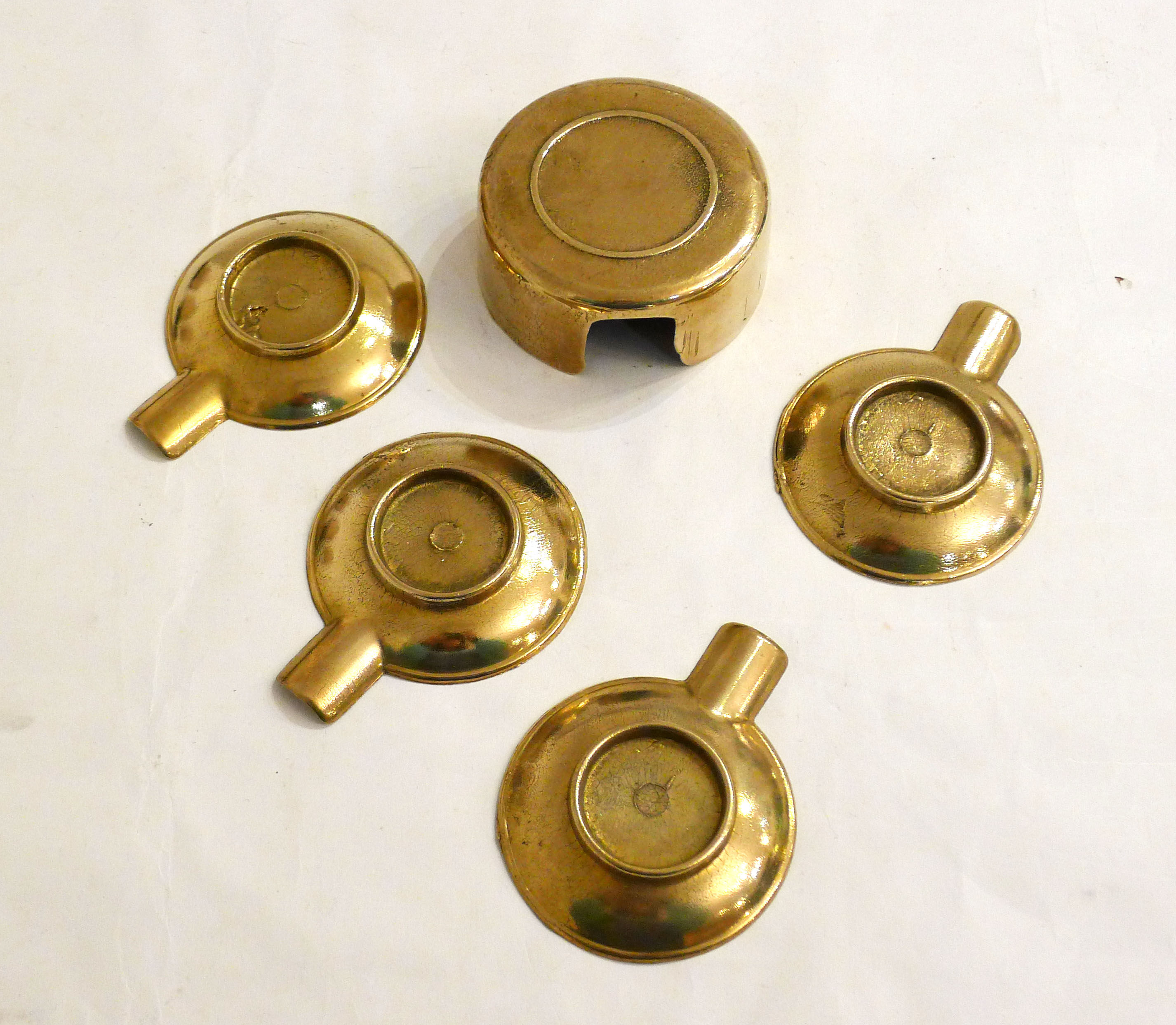 Set of 4 brass stackable ashtrays