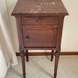 Antique bedside table in wood and marble