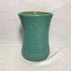 Old green blue decoration ceramic vase signed vintage