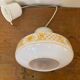 Antique White Opaline & Yellow Decor Pendant Light 70s Vintage